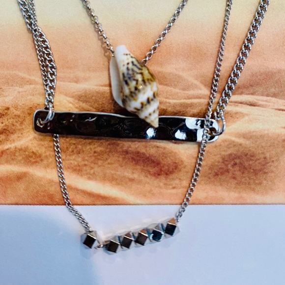 URBAN OUTFITTERS 3-Layer Bohemian Silver Necklace - Picture 2 of 4